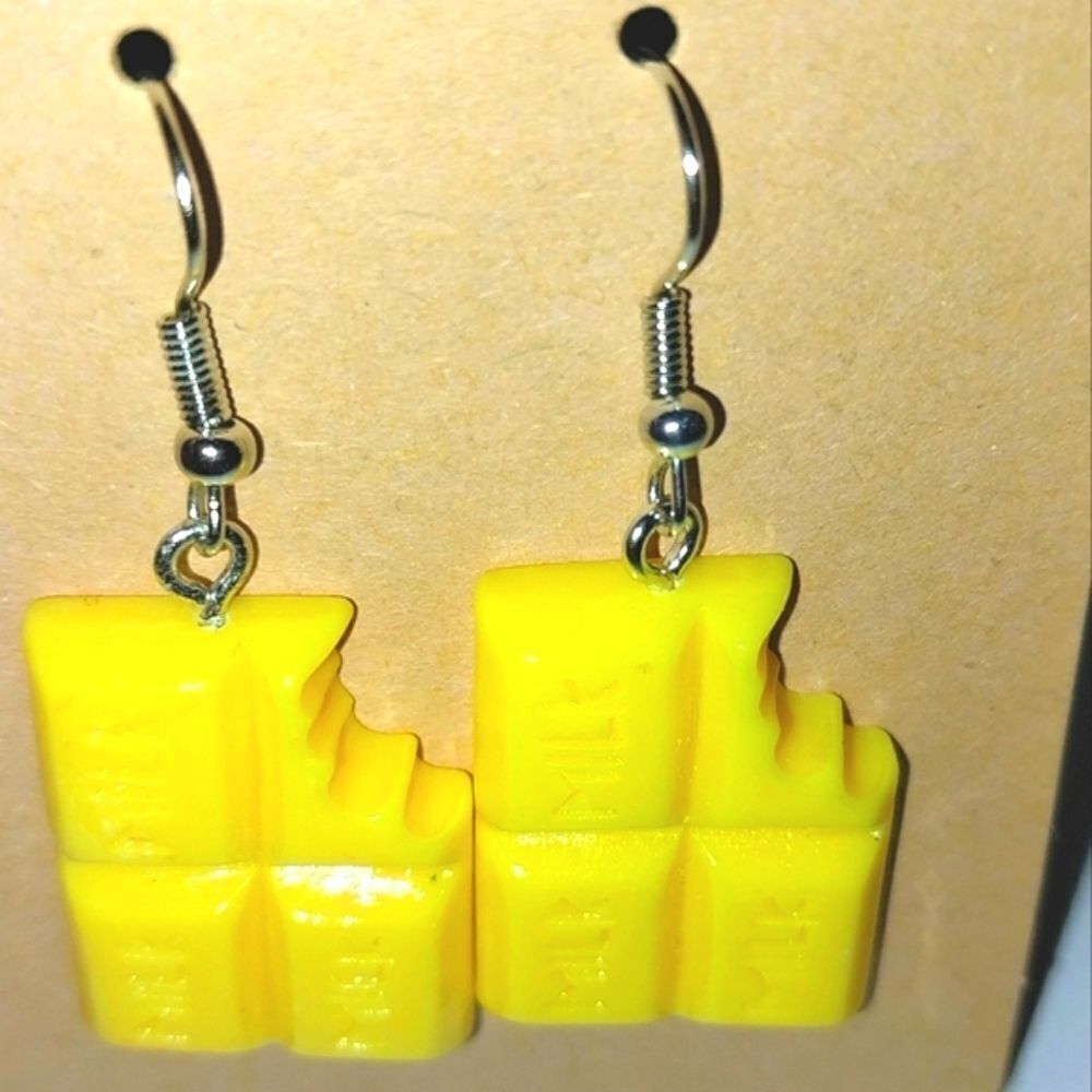 Hand crafted Yellow Cheese and Milk Dangle Earrings For Adults And Kids